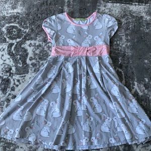 Girl’s Rabbit Easter Casual Dress Sz 12 pink/grey